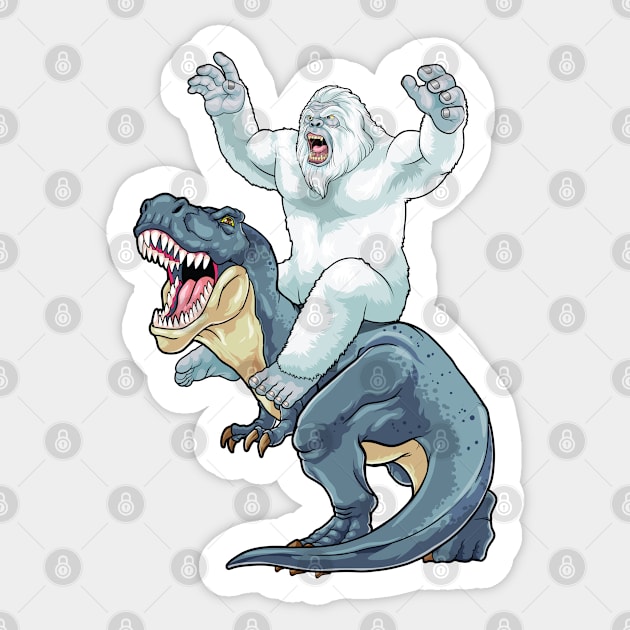 Yeti Riding Dinosaur Sticker by GoshWow®